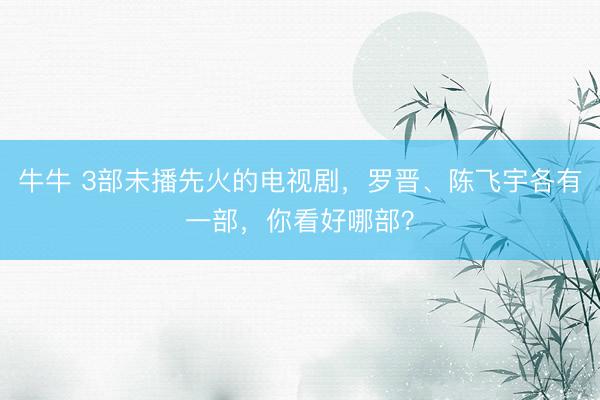 牛牛 3部未播先火的电视剧，罗晋、陈飞宇各有一部，你看好哪部？