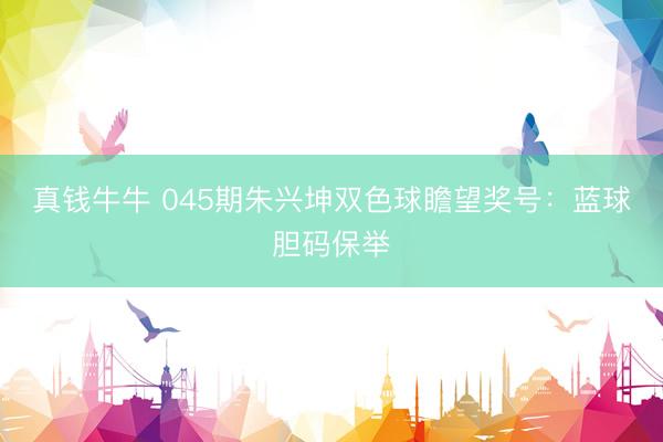 真钱牛牛 045期朱兴坤双色球瞻望奖号：蓝球胆码保举